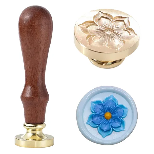 Miniatura 17 de Sello de cera – Sello de cera de sellado de semillas de loto, sello floral y vegetal, cabeza de sello de flor de loto ovalada para tarjetas, sobres