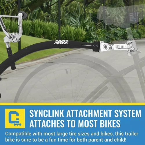 Miniatura 6 de KaZAM Co-Pilot - Remolque de bicicleta de 20 pulgadas con vástago BMX ajustable y manillar, marco de aluminio ligero y sillín acolchado