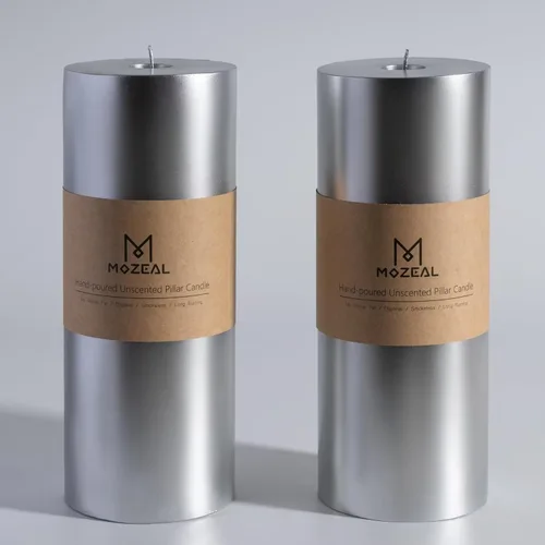 Miniatura 144 de MOZEAL Velas grandes sin perfume vertidas a mano de 3 x 8 pulgadas, sin humo, juego de 2, combustión lenta, sin goteo, aproximadamente 150 horas