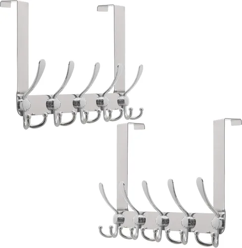Miniatura 8 de SKOLOO Gancho sobre la puerta - para puertas de hasta 1-3/4' de espesor, colgador de puerta de metal con 5 ganchos triples, colgador sobre la puerta