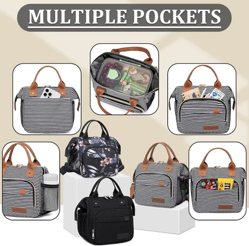 Miniatura 9 de TuErCao - Bolsa de almuerzo pequeña, ligera y aislada para mujer; para trabajo, portátil, suave enfriador para pícnic, viajes, viajes por carretera