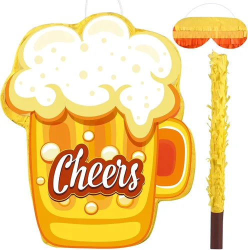 Panelee Piñata para adultos con borla con borla para los ojos vendados, taza de cerveza, piñata, whisky, tequila, juego de botellas para adultos,