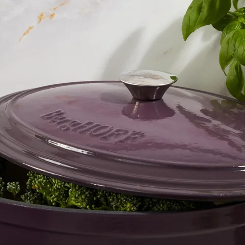 Miniatura 5 de BergHOFF Olla de hierro fundido Neo con tapa, morado, 8 cuartos de galón.