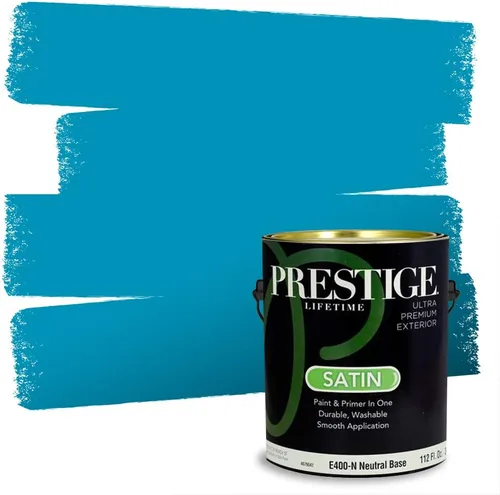 Miniatura 198 de Prestige Paints. - Base y pintura para exteriores en un solo galón, 1 galón. plano, comparable con Sherwin Williams Topsail. SW6799-PCM