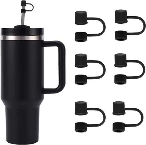6 piezas de cubiertas de pajita de silicona Cap compatibles con vaso Stanley Cup de 30-40 oz con asa, tapa de 10 mm, cubierta de pajita a prueba de