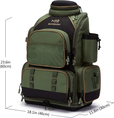 Miniatura 2 de Bassdash - Mochila para artículos de pesca, resistente al agua, táctica, con caja para aparejos suave, soporte para caña de pescar y cubierta