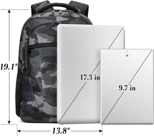 Miniatura 6 de BIKROD Mochila de viaje para computadora portátil para hombres, mochilas para la escuela, adolescentes, niños, mochila antirrobo delgada y Camouflaje