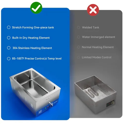 Miniatura 4 de TOPKITCH Calentador de sopa comercial 12L con olla de 3×4L para buffet Bain Marie, calentador de alimentos eléctrico comercial, tanque de una pieza