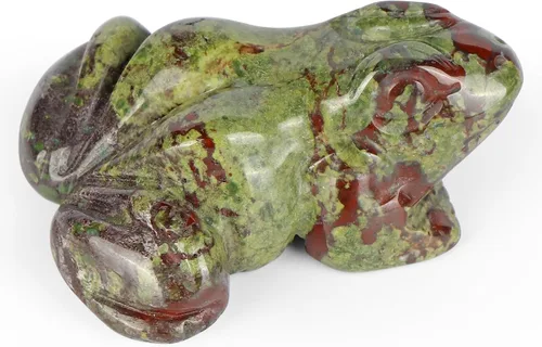 SMQ Rana de cristal de 2 pulgadas, figura de sangre de dragón natural, decoración de estatua tallada a mano, animal de cristal de piedra curativa