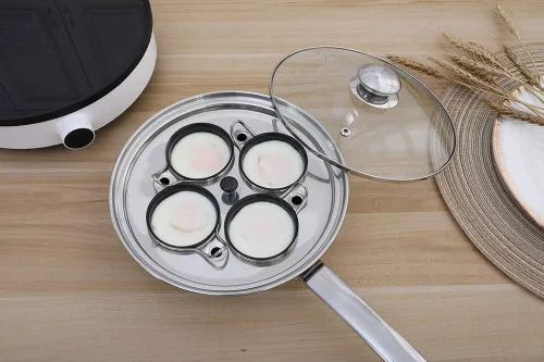 Miniatura 5 de Sartén escalfadora de huevos, olla de huevos escalfados de acero inoxidable, perfecta para hacer huevos escalfados, juego de utensilios de cocina