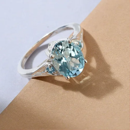 Miniatura 3 de Compra hermosos anillos de compromiso LC para mujer, piedra de topacio azul, plata de ley 925, piedra natal de amor, Metal, Topacio