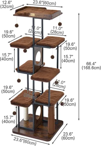 Miniatura 6 de FourFurPets Árbol para gatos extra grande, torre para gatos XXL de 66.4 pulgadas para gatos de interior, grande y adultos de 20 libras, moderna