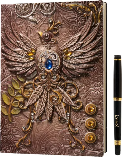 Miniatura 9 de Cuaderno / Diario DND, Libro Único de 200 Páginas con Cubierta de Falso Cuero con Dragón de Bronce en 3D con Lápiz - Ideal para Dungeons & Dragons