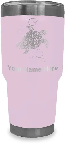 Miniatura 16 de LaserGram Vaso aislado al vacío de 20 onzas, tortuga marina hawaiana, grabado personalizado incluido (negro)