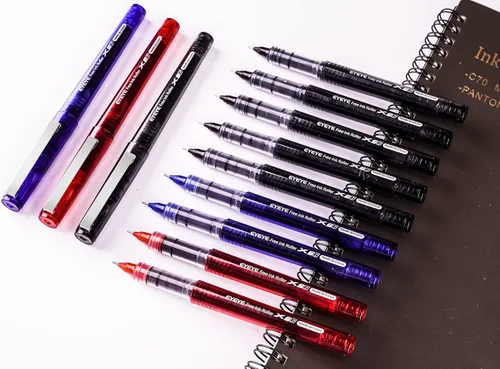 Miniatura 7 de EYEYE Bolígrafos de tinta líquida de 3 colores, 16 paquetes (8 negros, 4 azules y 4 rojos), bolígrafo de gel de secado rápido, punta de aguja fina