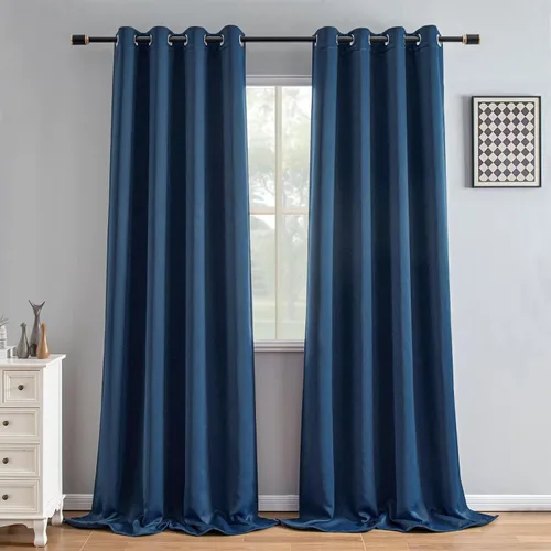 Miniatura 35 de IGEMAEVE Cortinas 100% opacas de 108 pulgadas de largo para dormitorio, juego de 2 paneles de cortinas opacas con bolsillo para barra y pestaña