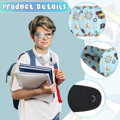 Miniatura 6 de Panelee 10 parches para ojos para niños, 10 estilos, parches adhesivos para los ojos para niños y niñas, sin látex, almohadillas perezosas a granel