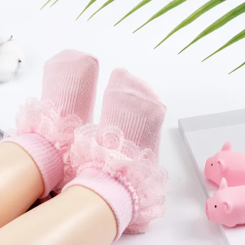 Miniatura 2 de BQUBO - Calcetines para bebés y niñas calcetines de encaje con volantes calcetines para recién nacidoniños pequeños calcetines con ojales calcetines