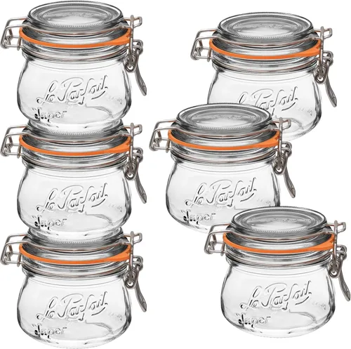 Miniatura 12 de Le Parfait Super Jar - Tarro de conservación de vidrio francés de 500mL con cuerpo redondo, boca ancha, tapa hermética - Tarro de vidrio 16oz