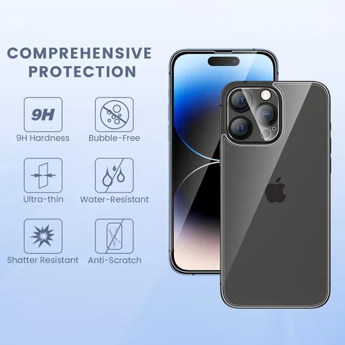 Miniatura 3 de Maxdara [6 en 1] Protector de Pantalla para iPhone 14 Pro (6.1 pulgadas), Paquete de 2 Protectores de Pantalla Trasera para iPhone 14 Pro
