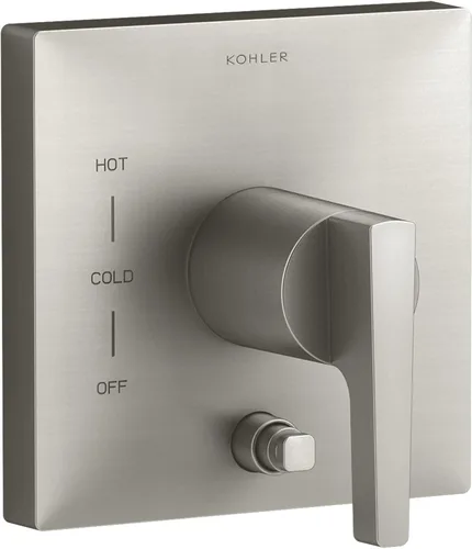 Miniatura 2 de Kohler Honesty - Moldura de válvula con desviador de botón y mango de palanca para válvula de equilibrio de presión Rite-Temp, requiere válvula
