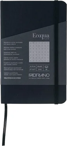 Miniatura 2 de Fabriano Ecoqua Plus - Cuaderno encuadernado con puntadas, 3.5 x 5.5 pulgadas, punteado, negro