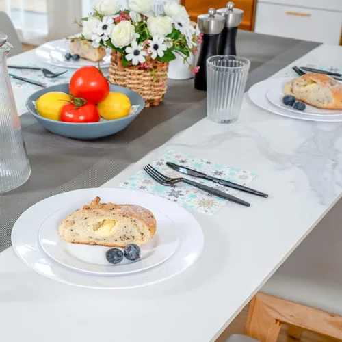Miniatura 6 de Platos de plástico desechables, 60 paquetes Blanco