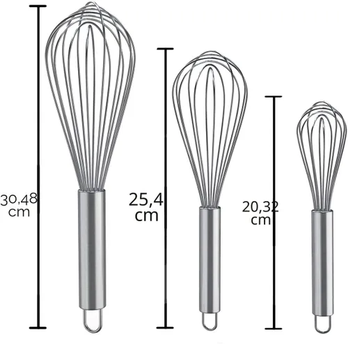 Miniatura 7 de Batidores para cocinar, paquete de 3 batidores de acero inoxidable para mezclar, batir, batir y agitar, versión mejorada, juego de batidores