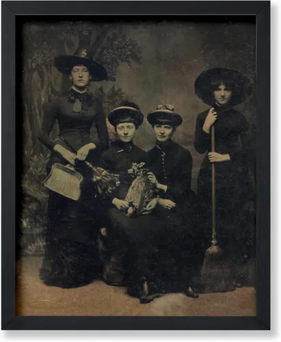 Miniatura 36 de Monem Art - Póster vintage de brujas que van a su sábado, impresión retro de brujas desnudas, arte de Halloween, arte pagano, regalo para hombres