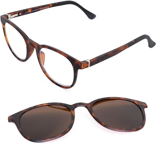 VITENZI Gafas de lectura progresivas para mujeres y hombres, lentes de bloqueo de luz azul, incluye lentes de sol magnéticos con clip en Nápoles