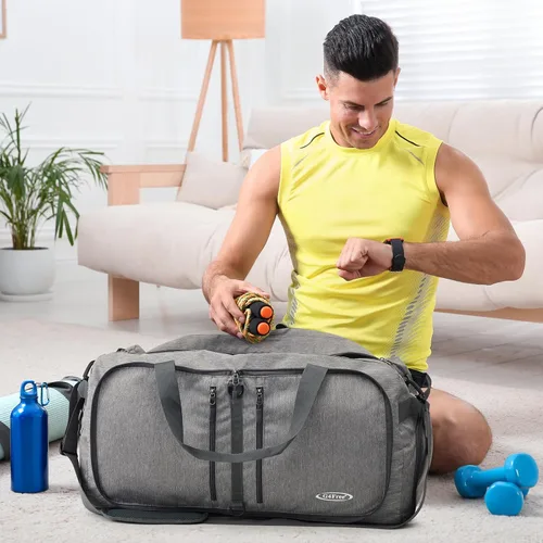 Miniatura 7 de G4Free, bolsa plegable, de lona, para viajar, liviana, de 22 pulgadas, para equipaje, deportes, gimnasio