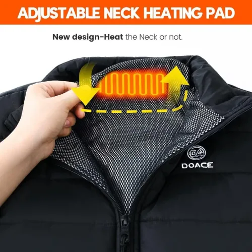 Miniatura 7 de DOACE Chaleco térmico mejorado para hombres y mujeres, chaleco de calefacción eléctrica inteligente, chaqueta térmica ligera (batería no incluida)