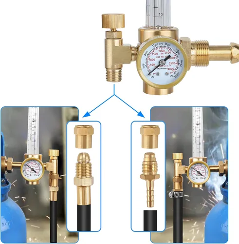 Miniatura 3 de BETOOLL Regulador de Argón - Regulador de Soldadura - Medidor de Flujo de Argón/CO2 MIG TIG Regulador de Gas con Manguera de Gas de 6.6 pies
