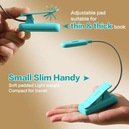 Miniatura 5 de VAVOFO Luz de libro con clip para cama para niños, 7 luces LED de lectura con 9 niveles de luz blanca cálida fría luz de día, lámpara de cuidado