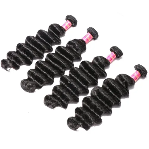 Miniatura 6 de Mechones de pelo humano brasileño Nadula, pelo 6A, 3 unidades, color natural. , onda profunda