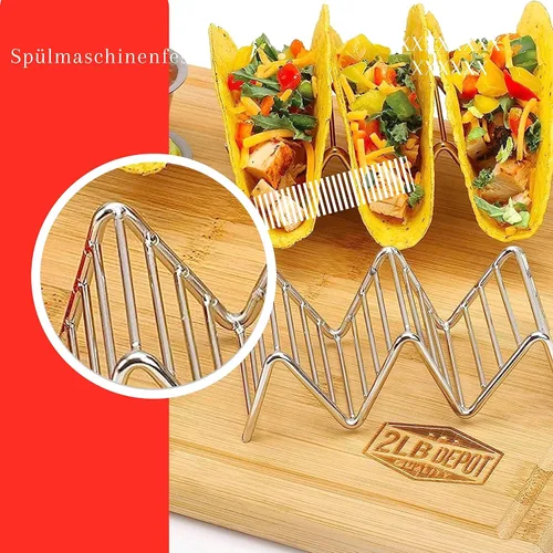 Miniatura 6 de Juego de 2 soportes apilables de acero inoxidable de alta calidad, cada estante tiene capacidad para 2 o 3 tacos duros o suaves, cinco estilos