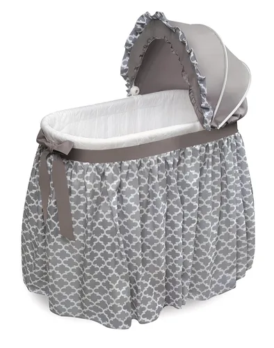 Miniatura 10 de Moisés oval Badger Basket Wishes, con falda completa, gris