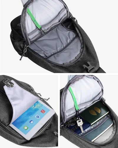 Miniatura 18 de WATERFLY Bolsa pequeña de senderismo: mochila cruzada para el pecho, mochila para hombres y mujeres con correa de hombro agradable a la piel
