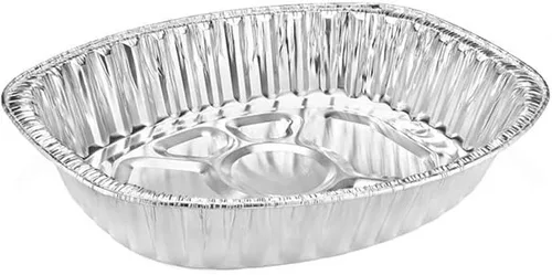 Miniatura 3 de Sartenes de aluminio extra grandes desechables y duraderos para pavos, forma ovalada para pollo, carne, pechuga, asado, horneado, reciclable junto