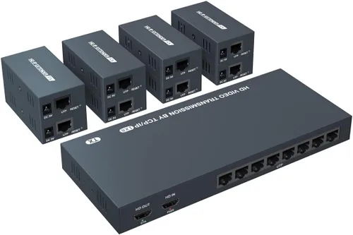 Miniatura 11 de Divisor extensor HDMI 1x2 HD 4K @60Hz hasta 196.9 ft (196 pies) - Cable de salida CAT5/CAT6/CAT7 Transmisor y receptor HDMI con interruptor