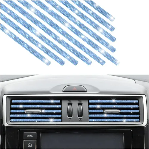 Miniatura 7 de 10 piezas de adornos brillantes para rejillas de ventilación del automóvil, tira de decoración con diamantes de imitación para rejillas