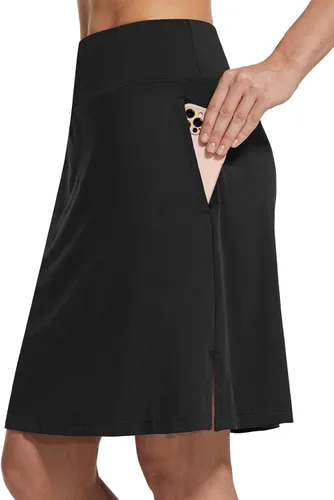 BALEAF - Falda pantalón corta de 20 pulgadas de longitud hasta la rodilla, falda atlética, modesta, larga, casual, con bolsillos, protección UV