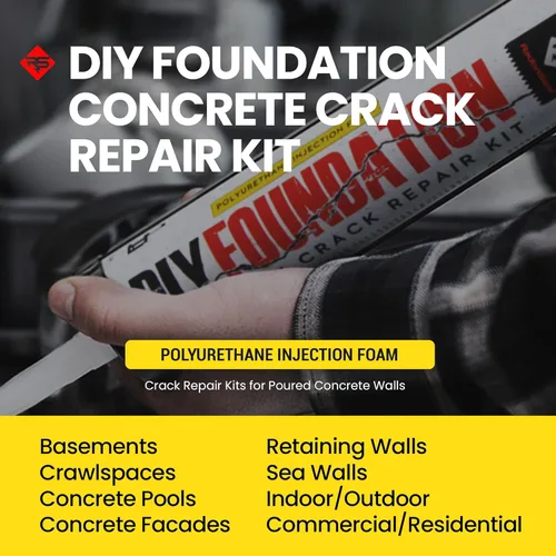 Miniatura 2 de RadonSeal Kit Completo de Reparación de Grietas de Cimentación para Bricolaje, 10 Pies - Sellador de Inyección de Uretano de Baja Viscosidad