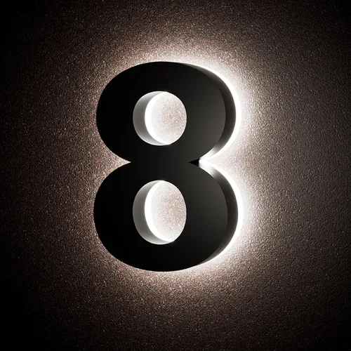 Miniatura 36 de Números de casa retroiluminados de 5 pulgadas para exteriores, acero inoxidable, número de dirección de casa iluminado con LED, letreros