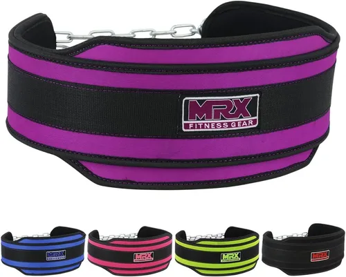Miniatura 5 de MRX - Cinturón de levantamiento de pesas con cadena de metal para ejercicio y fitness