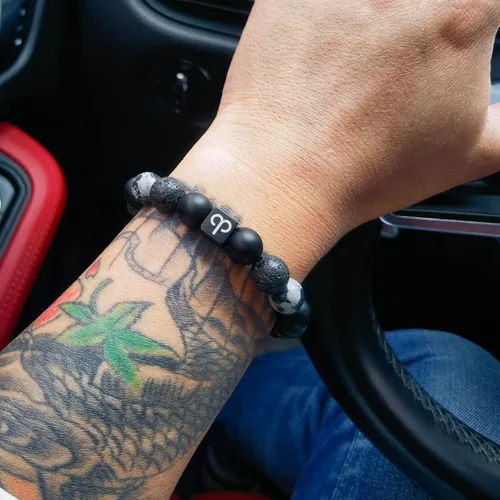 Miniatura 5 de Pulsera del zodiaco para hombre de 0.394 pulgadas (0.394 in) con piedras semipreciosas naturales, pulsera de cuentas de chakras, signo de estrella