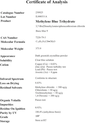 Miniatura 5 de NeuroBlue - Solución de azul de metileno 120 ml 1% - Grado farmacéutico UPC Grado farmacéutico 99.99% con gotero, sin formaldehído, libre