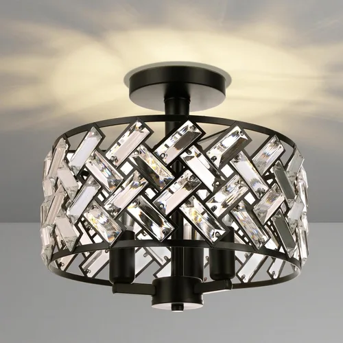 Miniatura 11 de FRIDEKO HOME Lámpara de techo semiempotrada - Lámpara de techo moderna de cristal, lámpara de techo moderna, accesorios de luz dorada para porche