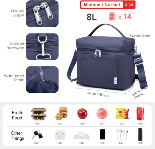 Miniatura 2 de NOL Natural Organic Lifestyle - Loncheras aisladas para mujer, bolsa enfriadora, ligera, de nailon, impermeable, para el trabajo