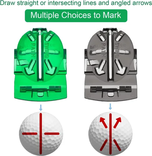 Miniatura 6 de Paquete de 1 marcador de pelota de golf de triple línea de 360°, herramienta de marcador de línea de pelota de golf, plantilla de marcador de pelota